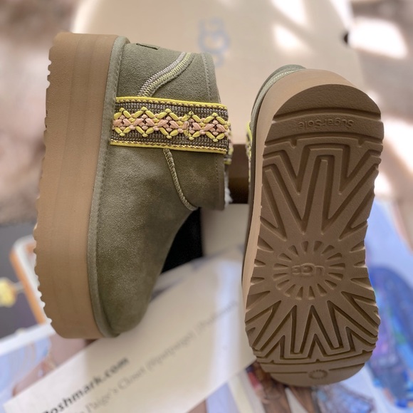 UGG Classic Ultra Mini Braid "Burnt Olive" Platform Boots - Picture 9 of 15